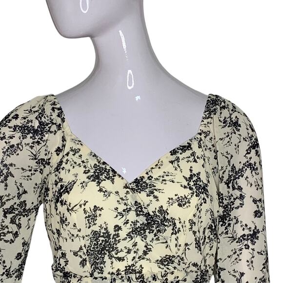 Floral Print Mini Dress NWOT Long Sleeve Tie and Hidden Zipper on Back Size M - Picture 2 of 14